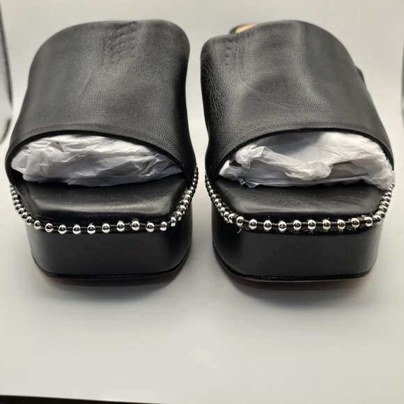 Gianni Bini Roemer Black Leather Ball Chain Platform Mule Sandal Size 8 - Picture 2 of 12